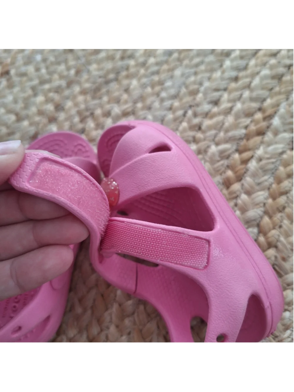 Crocs Pink Glitter Heart Toddler Girls Sandals Size 6 C